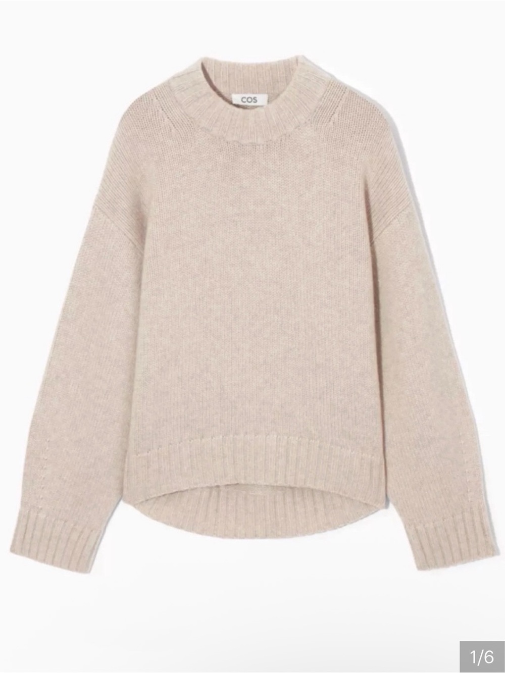 COS Chunky Cashmere Crewneck Sweater in Light Beige M